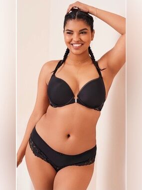 ADORE ME LACE CONTOUR BRA & PANTY SET - BLACK SIZE 44DD (NEW WITH TAGS) A3